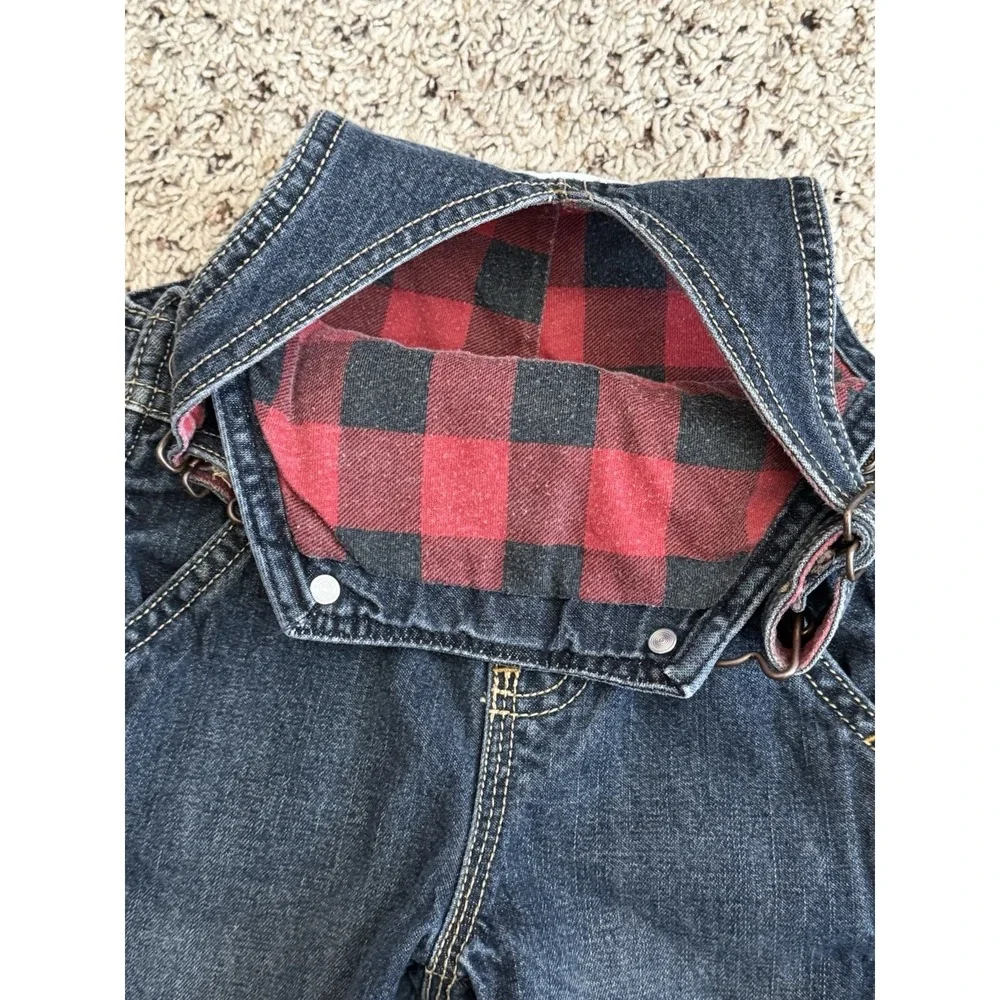 Oshkosh Denim Lined Red Plaid Overalls‎ Size 9 Months
